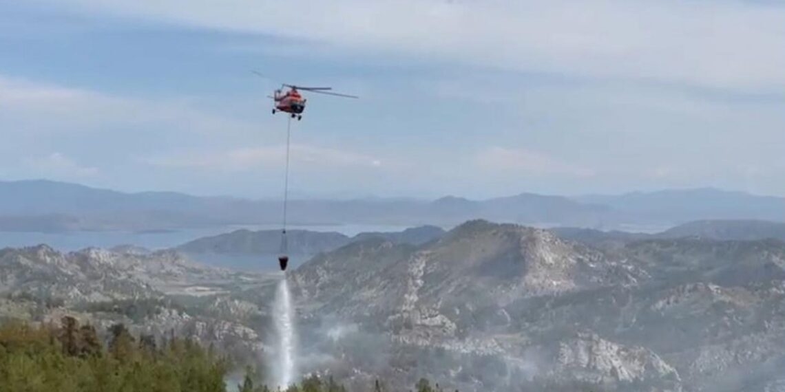 В Курчумском районе ликвидировано загорание травы в горной местности