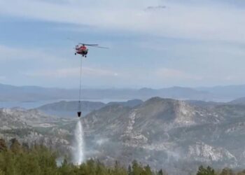 В Курчумском районе ликвидировано загорание травы в горной местности