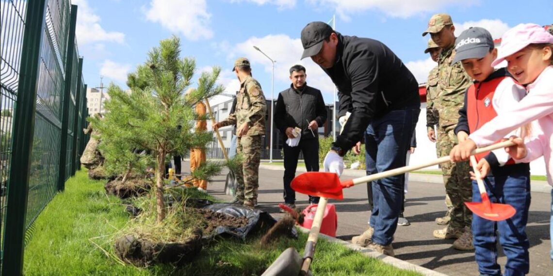 Сотрудники и министр МЧС высадили молодые саженцы деревьев