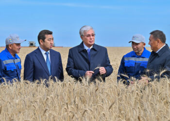 Президент ознакомился с ходом уборочной кампании в Акмолинской области